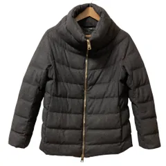 美品 HERNO ヘルノ シルク×カシミヤ ダウンジャケット コート サイズ40 チャコールグレー レディース 古着 中古 USED