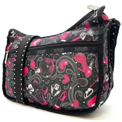 【美品】LESPORT SAC レスポートサック ショルダーバッグ トートバッグ ハンドバッグ 総柄 ナイロン ブラック 黒色 ユニセックス 男女兼用 メンズ レディース