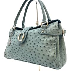 monet オーストリッチ ミントグリーン ハンドバッグ エスニックレザー
