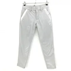 【美品】フィラゴルフ パンツ ライトグレー×白 裏起毛 レディース M ゴルフウェア FILA GOLF