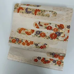 名古屋帯 正絹 唐織 美しい花に蝶 九寸 MA-3282