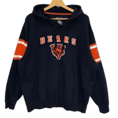 NFL エヌエフエル BEARS シカゴ ベアーズ アメフト フットボール チーム スポーツ パーカー フーディー プルオーバー 長袖 フロント 袖 刺繍 オーバーサイズ ビッグシルエット Pakistan製 Lサイズ ネイビー オレンジ