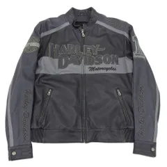 美品 HARLEY DAVIDSON ハーレーダビッドソン 両面ロゴ レザー シングルライダースジャケット S ブラック メンズ 古着 中古 USED