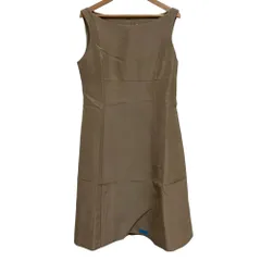 良品 FOXEY フォクシー ウールシルク ノースリーブワンピース 39343 サイズ40 モカ レディース 古着 中古 USED