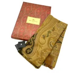 【新品未使用】ETRO エトロ スカーフ ストール ペイズリー柄 イエロー ベージュ 肌色 黄色 ウール混 シルク 絹 ユニセックス 男女兼用 メンズ レディース