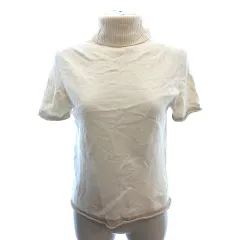 ジェルベ GERVE ニット セーター タートルネック パイピング カシミヤ 半袖 42 M アイボリー 白 ホワイト /AU