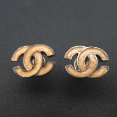 良品 CHANEL シャネル 00T ココマーク スタッドピアス シルバーカラー×ピンクベージュ系 レディース 古着 中古 USED