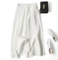 【ホワイト】  ワイドパンツ レディース ガウチョパンツ ウエストゴム ロング 春夏秋 きれいめ 大人 オフィスカジュアル ボトムス パンツ