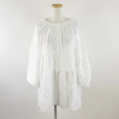 アースミュージック&エコロジー EARTH MUSIC & ECOLOGY PremiumLabel ティアードシャツチュニック 長袖 白 F *A345