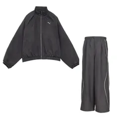 【新品】【上下セット】【Lサイズのみ】puma（プーマ） レディース ウィメンズ ウィメンズ トレーニング トレイン エッジ ウラメッシュライナー ウーブン ジャケット+パンツ　 防寒 防水 防風　ダスキーグレー　527989-527990-44