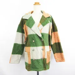 lavender park コート アウター テーラード 長袖 ダブル ショート丈 チェック フリース オーバーサイズ M マルチカラー ※EKM