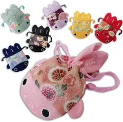 MMmall 外国人が喜ぶ日本のお土産 外国人が喜ぶプレゼント japanese souvenir 和風ちりめん巾着 (ピンク,  金魚巾着S)