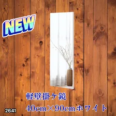 #2641 割れない 壁掛け 鏡 フィルム ミラー ホワイト 全身 姿見 幅40cmx高さ90cm 軽量 鮮明な映り 壁掛け用ロープ付 滑り止めゴム脚 専用クリーナークロス付 ※一部地域離島別途配送料有