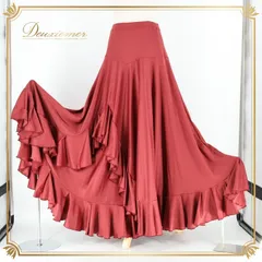 フラメンコ 衣装 ファルダ スカート レッド系 ブラウン系 無地 シンプル ボランテ フリル 赤茶 ボリューム 伸縮 ストレッチ 練習 レッスン 落ち着いた色 ペチコート ロング 上品 かわいい ダンス衣装