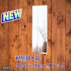 #2640 割れない 壁掛け 鏡 フィルム ミラー ブラック 全身 姿見 幅40cmx高さ90cm 軽量 鮮明な映り 壁掛け用ロープ付 滑り止めゴム脚 専用クリーナークロス付 ※一部地域離島別途配送料有