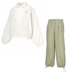 【新品】【上下セット】puma（プーマ） レディース ウィメンズ ウィメンズ トレーニング トレイン エッジ ウラメッシュライナー ウーブン ジャケット+パンツ 防寒 防水 防風　WARM_WHITE＋LUX_ARMY　527989-87-527990-82