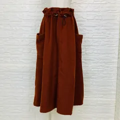 CUBE SUGAR キューブシュガー 起毛ビエラサイドポケットギャザースカート ウエストゴム 無地 Mサイズ オレンジ　5225