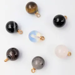 ビーズクラブ ペンダントトップ ラウンド 8mm 金 アソート ミックス 7個セット金具付 パワーストーン  天然石