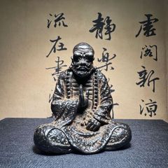 ソロモン諸島ヴィンテージ貝が美しい木彫り彫刻　守り神　プリミティブアート　民藝 ソロモン諸島ヴィンテージ貝が美しい木彫り彫刻 守り神 プリミティブ