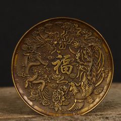 希少】古美術 斑銅製 彩絵 四大美人図 席鎮 文鎮 4点揃い 在銘 書道具