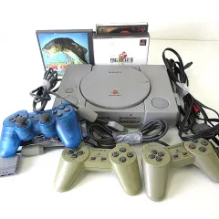 ソニー SONY プレステ PS プレイステーション 本体 ゲーム機 ジャンク SCPH-5000 コントローラー 3個 ソフト 4個 セット ファイナルファンタジー8 川のぬし釣り GUITER FREAKS チョロＱ AVケーブル付