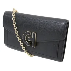 美品 Cole Haan コール ハーン オーバーサイズ クロージャー フォン ケース / ショルダーウォレット チェーンショルダー クラッチバッグ クロスボディ レザー ブラック 黒 カバン【レディース】