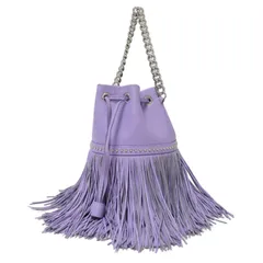 J&M DAVIDSON ジェイアンドエムデヴィッドソン TOMORROWLAND 別注 フリンジ カーニバル ミニ / レザー スタッズ チェーン 巾着 ショルダーバッグ ハンドバッグ パープル スペイン製 カバン【レディース】