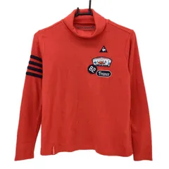 ルコックゴルフ 長袖タートルネックシャツ レッド 複数ワッペン 表微起毛  レディース M ゴルフウェア le coq sportif