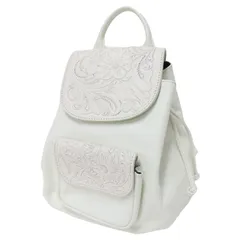 Carving Tribes カービング トライブス バッグ ホワイト 白 / カービング バックパック / バッグ リュック フラップ 花柄 フラワー 本革 レザー / ブランド カバン【レディース】