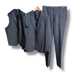 AKEXANDER JULIAN アレクサンダージュリアン チェック柄 スリーピース セットアップスーツ PlatinumRich SUPER140S 生地 メンズ サイズA5 グレー 久喜倉庫店 59 No.K 1252Y