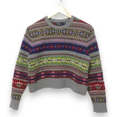 美品 POLO RALPH LAUREN ポロラルフローレン ウール混 ノルディック柄 フェアアイル 長袖 セーター SPサイズ グレー系マルチカラー レディース 古着 中古 USED