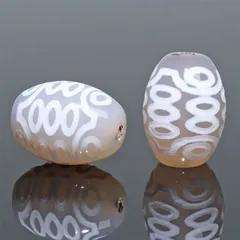  〔Z93-2〕【天珠】3個入り 約16x12mm 二十一眼天珠 白天珠 守り 開運 風水 【ランダム発送】