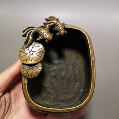 銅製 荷花金魚筆洗 文房具 香炉 装飾品 工芸品 置物 - メルカリ