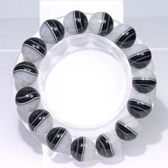  〔K2057-2〕高品質 レア 約14mm 天然一線薬師天地天珠瑪瑙 ブレスレット 水晶瑪瑙共生