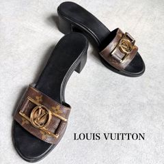 美品 ルイヴィトン モノグラム サンダル ミュール ロックイット 38 人気 LOUIS VUITTON ルイヴィトン モノグラム ミュール pvcレザー LV金具