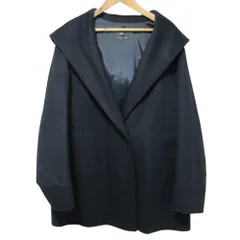 美品 22AW 23区 ニジュウサンク ウールカシミヤ ビーバー フーデッド ショートコート ジャケット 大きいサイズ 44 ネイビー レディース 古着 中古 USED