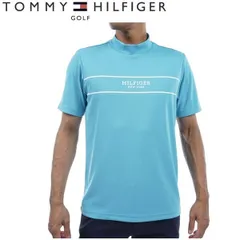 トミーヒルフィガー ゴルフ メンズ パネルストライプ 半袖モックネックシャツ TOMMY HILFIGER GOLF THMA420 ブルーグリーン(35)