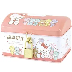 【新品】ハローキティ カギ付き缶バンク バンク サンリオキャラクターズ キティ カラフルタイニーチャム 子供会 景品 クリスマス会 ギフト カギ グッズ 学童 小学生 幼稚園 保育園 記念品 貯金箱  小物入れ コスメ ケース アクセサリー