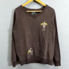 PPFM ピーピーエフエム 弐 二 スウェット スカル 薄手 裏毛 骸骨 刺繍 襤褸 グランジ パンク 平成ギャル男 お兄系 Y2K メンズ サイズ M ブラウン系 ポケット ダメージ加工 A345のサムネイル