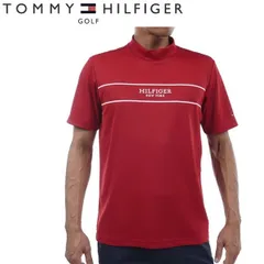 トミーヒルフィガー ゴルフ メンズ パネルストライプ 半袖モックネックシャツ TOMMY HILFIGER GOLF THMA420 レッド(40)