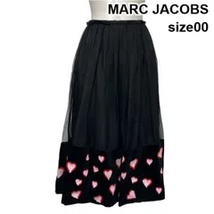 ◆ マークジェイコブス MARC JACOBS ザ ペチコートスカート ロング丈 フレア チュール ハート 黒 絹 綿 00 XS～S 5～7号 レディース S6A313