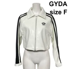 ◇ ジェイダ GYDA GD ラインスリーブ ショートジャケット 長袖 レザージャケット 白 黒 エコレザー サイズF レディース S6A321のサムネイル