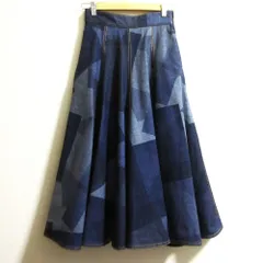 美品 DSQUARED2 ディースクエアード フレア デニムロングスカート S72MA0868 サイズ38 インディゴ レディース 古着 中古 USED