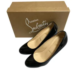 美品 Christian Louboutin クリスチャンルブタン RON RON ZEPPA 85 ウェッジソール エナメル パンプス サイズ37 24cm相当 ブラック レディース 古着 中古 USED
