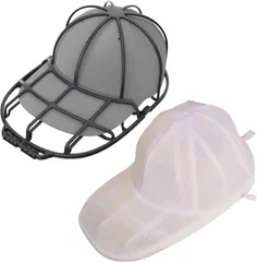 ヒロワールドトレード キャップウォッシャー ネット付き 帽子洗濯ネット 型崩れ防止 洗濯機 大きいサイズも 丸洗い 野球帽 (フレームは黒、ネットは白,  フリーサイズ)