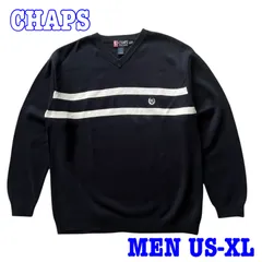 CHAPS チャップス ラルフローレン ロゴ刺繍 Vネック コットン ニットセーター US-XL