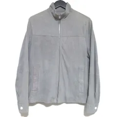 EMPORIO ARMANI エンポリオアルマーニ ジップアップ スタンドカラー ゴートスエード レザージャケット ブルゾン 46サイズ グレー メンズ 古着 中古 USED