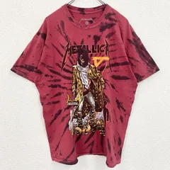 古着 used　METALLICA メタリカ　半袖バンドプリントTシャツ　タイダイ柄　クルーネック　赤黒　XLサイズ