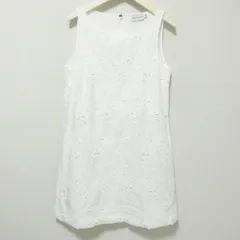 良品 MONCLER モンクレール フラワーエンブロイダリー 総柄 ノースリーブ 膝丈 ワンピース 40 ホワイト レディース 古着 中古 USED