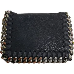 【中古品】 STELLA McCARTNEY ステラマッカートニー 三つ折り ダブルホック 財布 ファラベラ ミニウォレット ブラック 箱無 W90RK